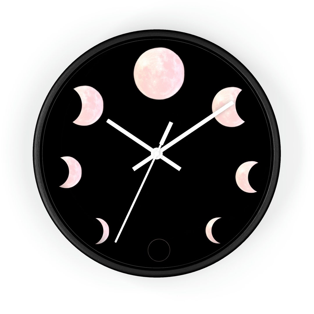 Celestial Moon Phase Clock, Pink Moon Phase Wall Clock, Celestial Decor