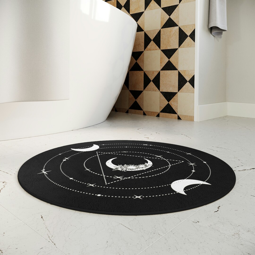 Moon Phase Bath Mat, Gold Moon Mat, Celestial Bath Mat, Celestial Moon