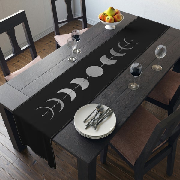 Moon Phases Table Runner, CelestialTable, Trendy Moon, Mystical Table Runner, Moon Phases Center Piece, Crescent Moon Table