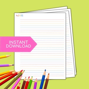 Printable Rainbow Lined Notes Pages, Lined Notes Paper PDF, Planner Notes,