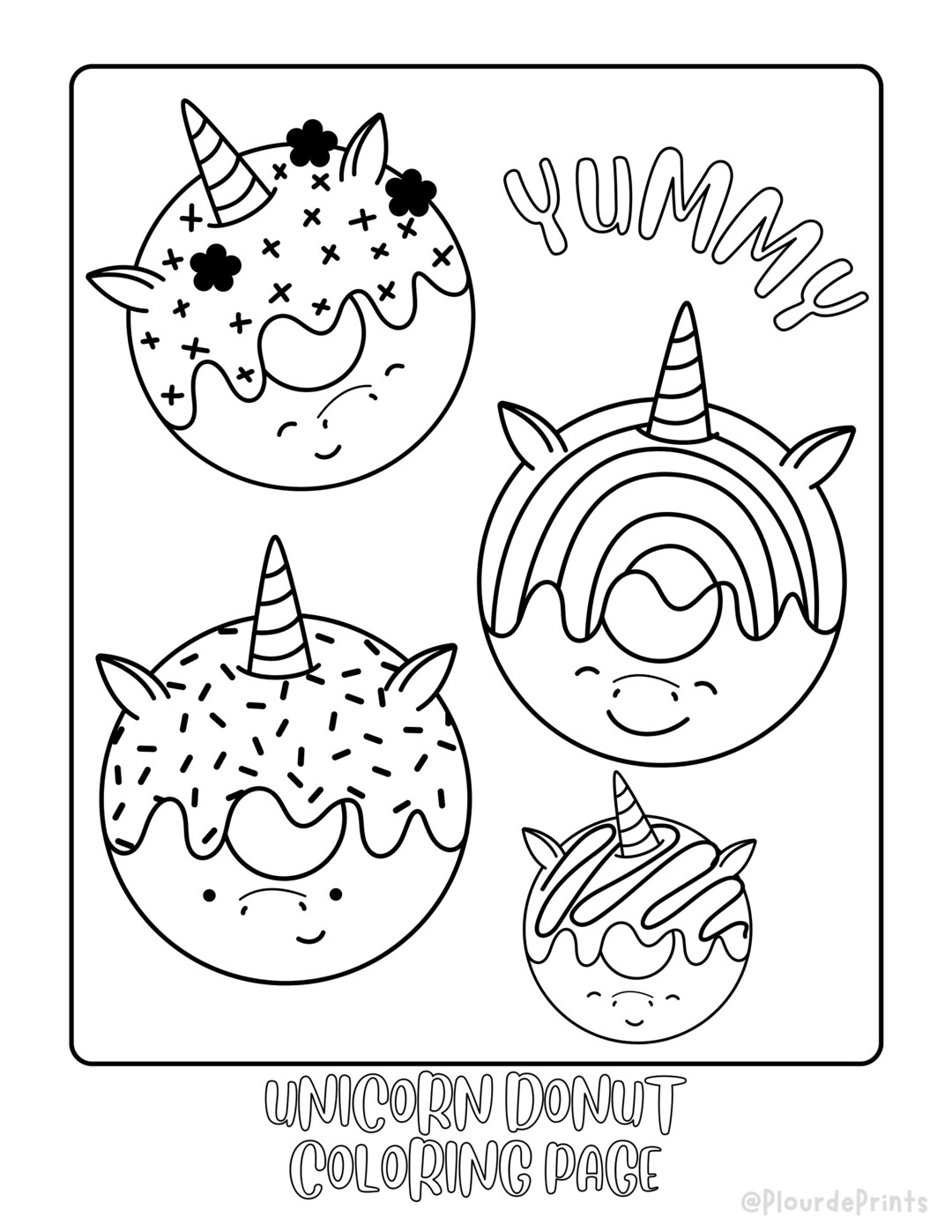 Unicorn Cupcake Coloring Page - Etsy