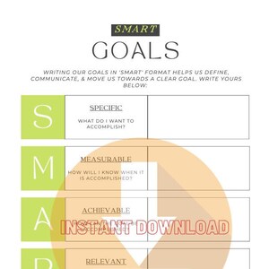 SMART Goals - INSTANT DOWNLOAD