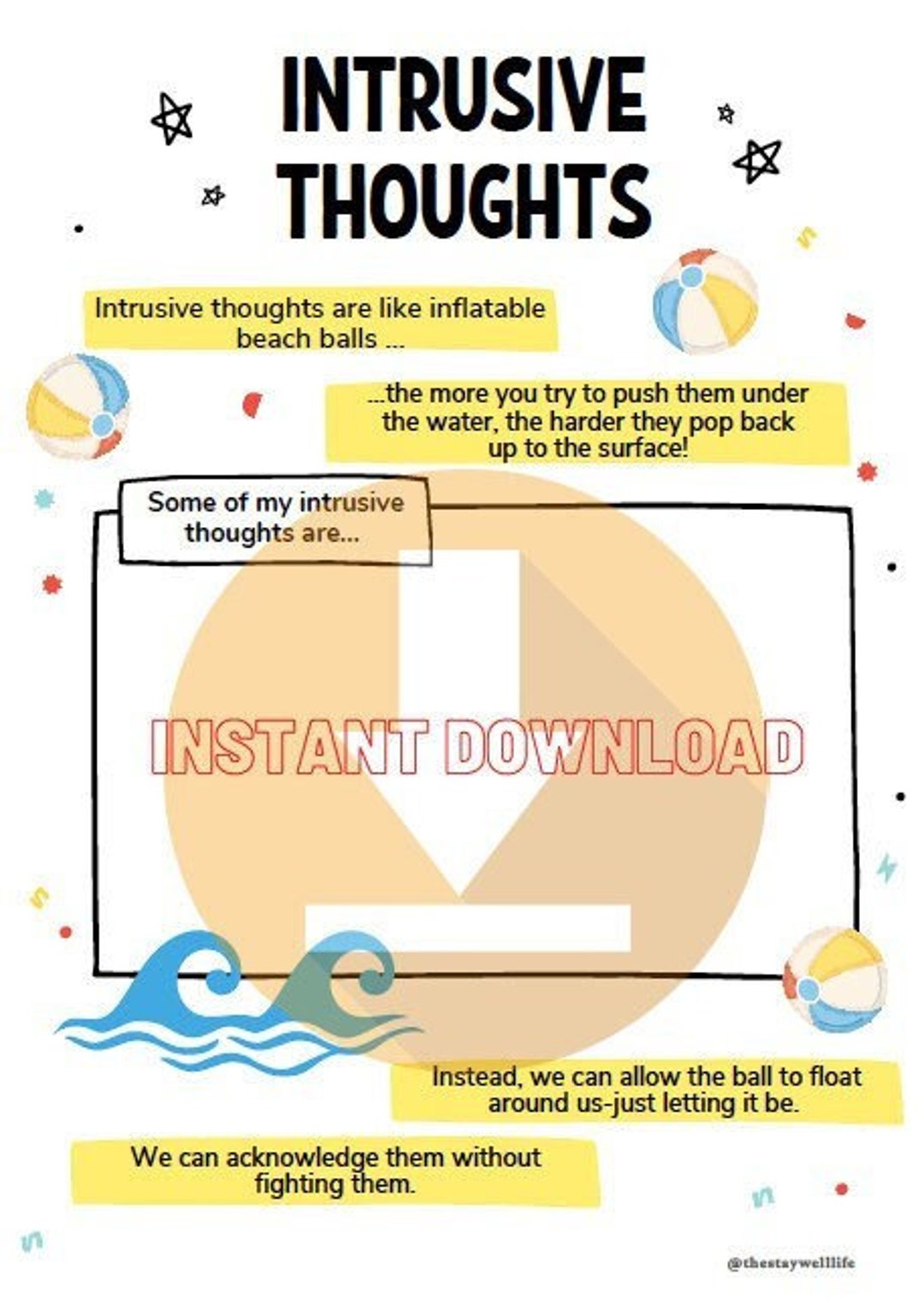 Intrusive Thoughts Worksheet for Kids Etsy Intrusive Thoughts Worksheet for Kids Etsy