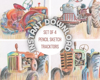 Tractor Printable pencil sketches