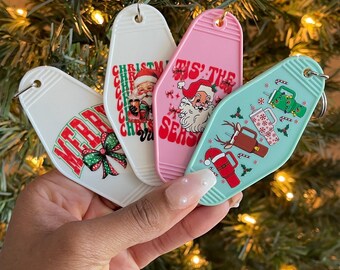 Christmas  Motel Keychain, Retro Keychain, Retro Hotel Keychain, Stocking Stuffers, Gifts for Her Christmas, Vintage Keychain, Keychain Gift