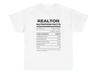 Realtor Nutrition Facts T-Shirt | Realtor Tee, Real Estate Agent Shirt