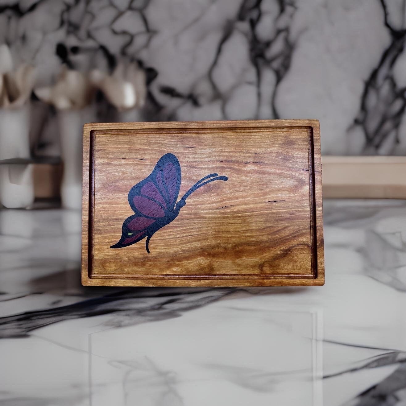 Butterfly Cutting Board, Personalized, Exotic Wood, Butchers Block