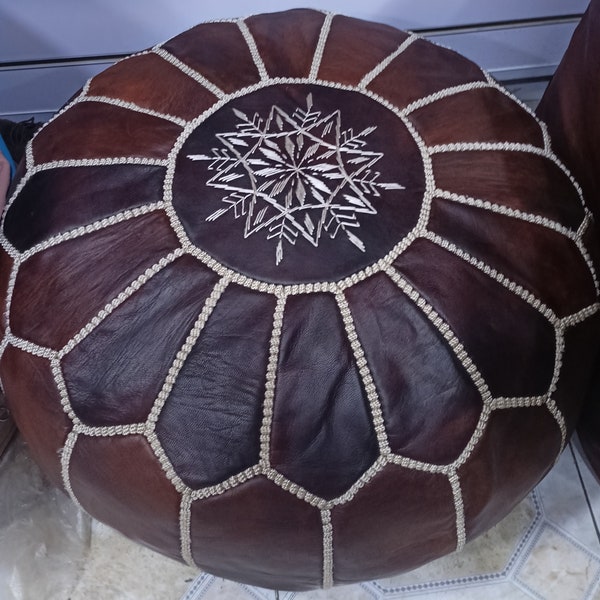 Moroccan pouf, Moroccan Ottoman pouf, moroccan pouffe light brown, Moroccan vintage, pouf