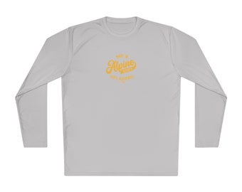 Made in Alpine Unisex Lightweight Long Sleeve Tee, Texas, Big Bend, Far west Texas, Sul Ross, purple and gold, bucks, last frontier