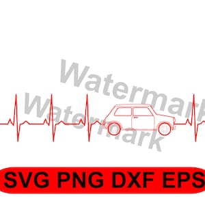 Austin Mini Cooper Heartbeat EKG señal svg png dxf eps