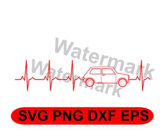 Austin Mini Cooper Heartbeat EKG signal svg png dxf eps
