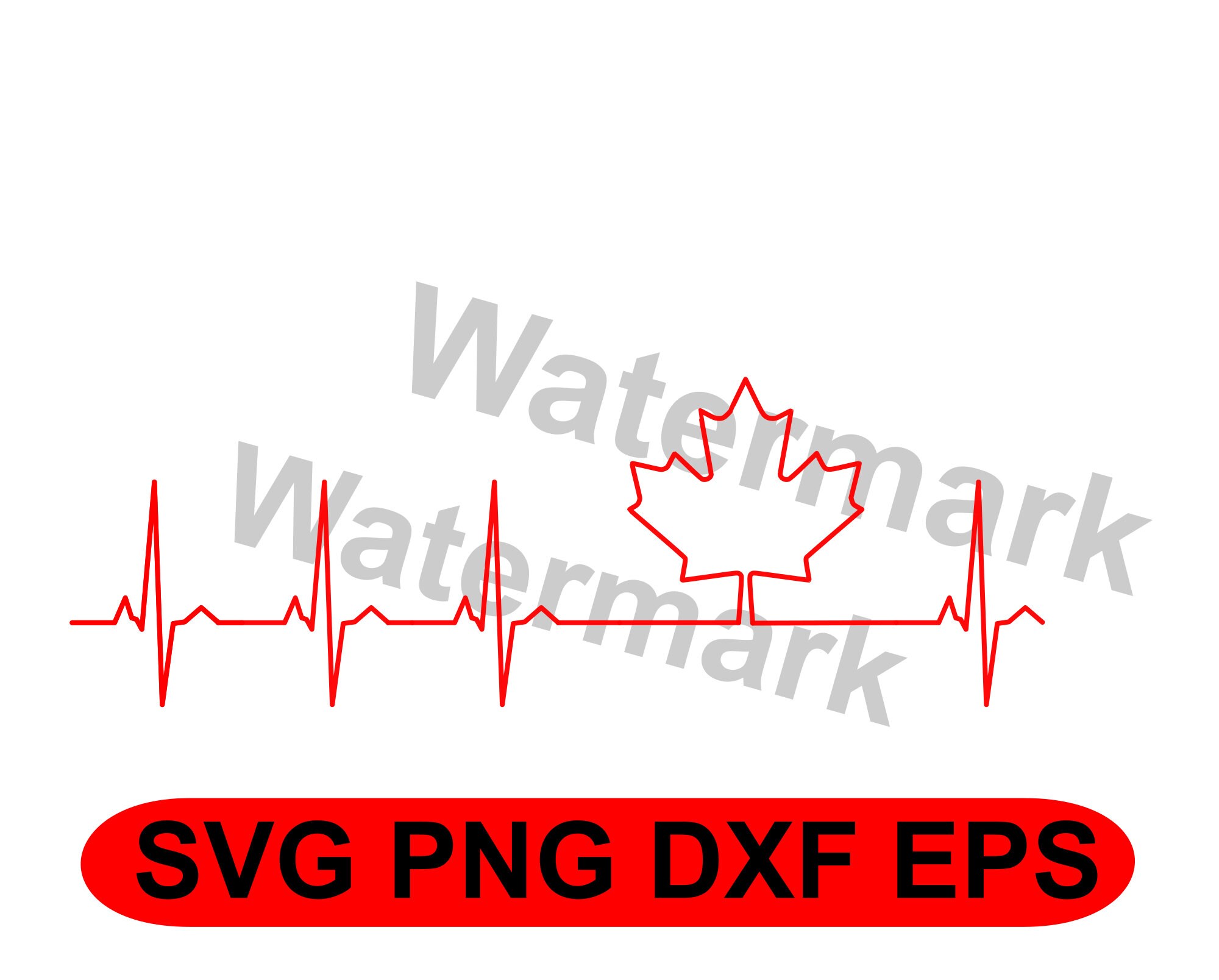 Maple leaf Canadian Heartbeat EKG signal svg png dxf eps