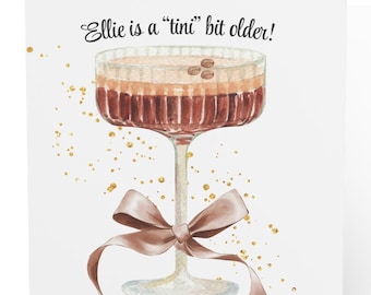 Personalisierte Espresso Martini Geburtstagskarte | Eher ein Tini Bisschen