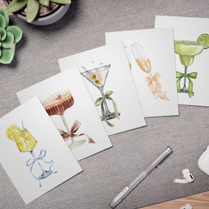 Biglietti d'auguri eleganti per cocktail, set di biglietti d'auguri, Vodka Martini, Espresso Martini, Champagne, Margarita e Limoncello Spritz / Personalizzati