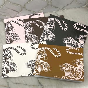 Tijger Notitiekaarten | Multiverpakking | Briefpapier in designerstijl | Neutrale kleuren | Blanco binnenkant voor elke gelegenheid