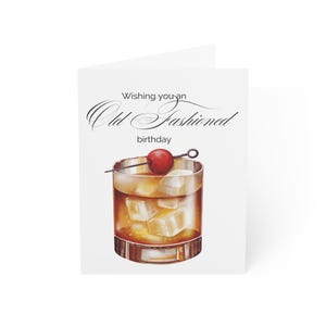 Grußkarten, Bourbon Old Fashioned Geburtstag, elegantes Design, edel und schick, Multi-Pack verfügbar, innen leer