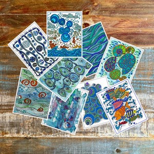 Hand-Painted Digital Craft Fodder Paper: Aquatic