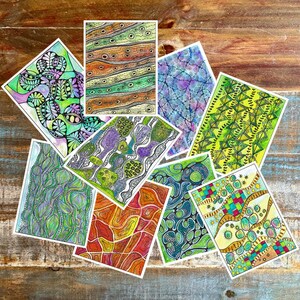Hand-Painted Digital Craft Fodder Paper: Wavy Line Designs