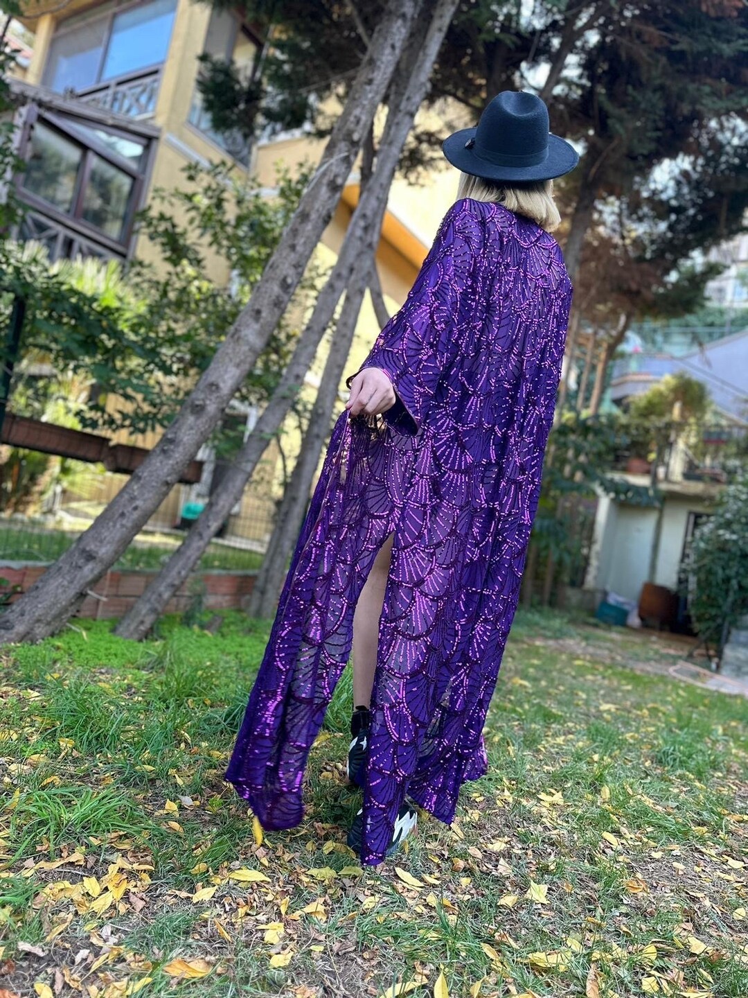 Unisex Sequin Tinsel Fringe Jacket Hooded Sequin Kimono Etsy