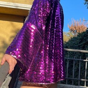 Unisex Iridescent Stick Sequin Kimono Holographic Rave Festival Outfit Sparkle Disco Jacket Shiny Tinsel Dance Coachella Burningman outfit
