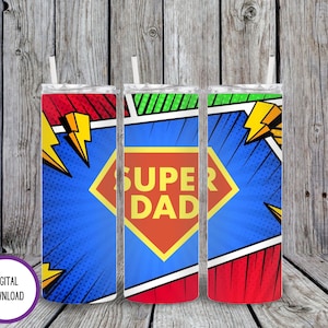 Super Dad Sublimation Design, 20oz Skinny Tumbler Design, Tumbler Wrap, PNG Instant Download