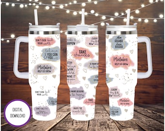 Affirmation 40oz Sublimation Design, 40oz Tumbler Wrap, PNG Instant Download