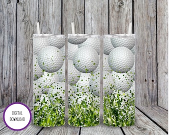 Golf Ball Tumbler Wrap, 20oz Skinny Tumbler Design (PNG Digital Download)