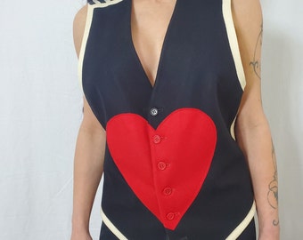 Vtg 90's Moschino/Cheap and Chic/Heart/Wool/Black/White/Red/12