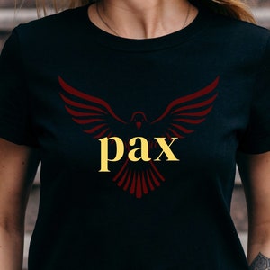 Pax シャツ、ラテン平和 T シャツ、Pax ラテン T シャツ、ラテン語シャツ、カトリック T シャツ、クリスチャン T シャツ、平和を共有