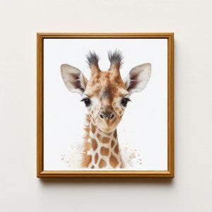 Giraffe Printable Wall Art, Nursery Wall Decor, Watercolor Giraffe Painting, Baby Animal Print, Safari Nursery Art