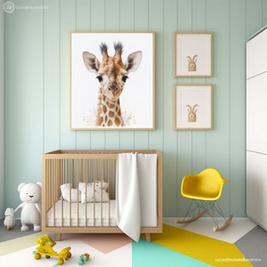 Giraffe Printable Wall Art, Nursery Wall Decor, Watercolor Giraffe Painting, Baby Animal Print, Safari Nursery Art