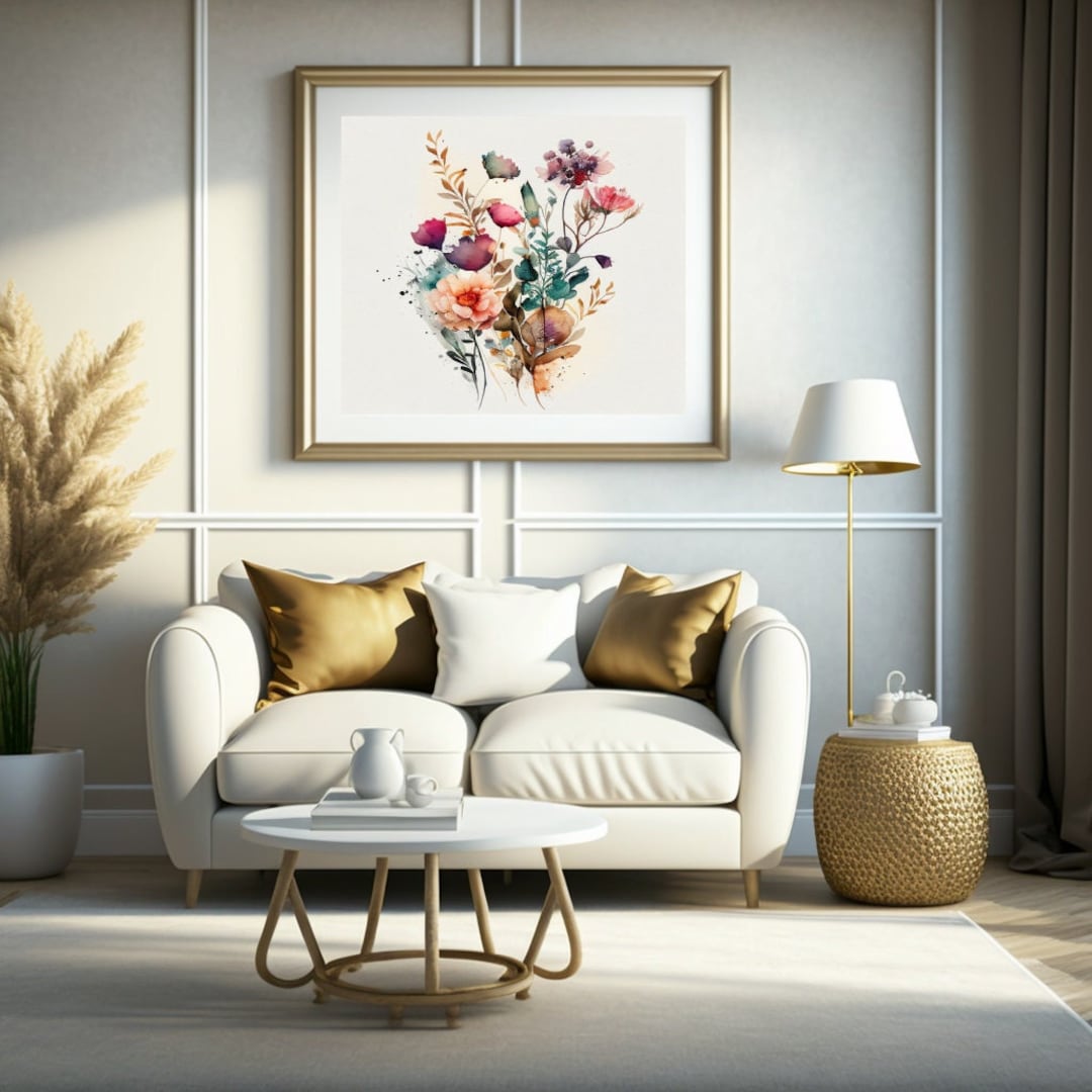 Spring Flowers, Living Room Decor, Spring Flowers Watercolor Printable