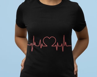 Heartbeat T-Shirt - Heart Graphic Tee - Gift for Nurse