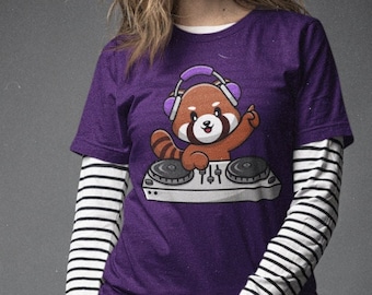 Cute Red Panda Music lover Tee - DJ T-Shirt - Gift for Musician