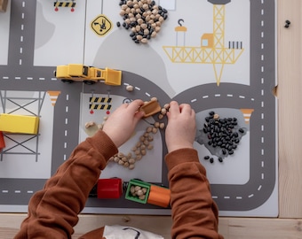 Aufkleber für Ikea FLISAT Tisch – Aufkleber Stadtstraße im Bau für Spielzimmer