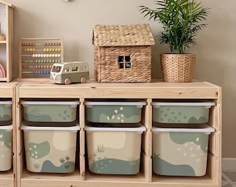 IKEA Trofast Box Stickers, Green Beige Vinyl Pack for S and M Bins