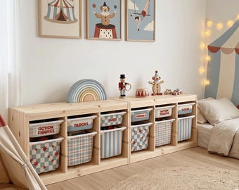 IKEA Trofast Stickers, Custom Vinyl Labels with Circus Geometric Patterns