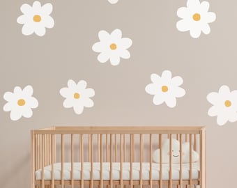 Daisy Wall Decal | Oversized White Daisy Stickers | Nursery Decor | Removable Matte Vinyl | Baby Room Flower Wall Art | Kids Bedroom