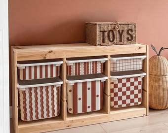 IKEA Trofast Box Stickers | Terracotta Vinyl Decals | Pin Stripes & Scalloped | Boho Nursery | Easy Peel Drawer Decor | IKEA Hack