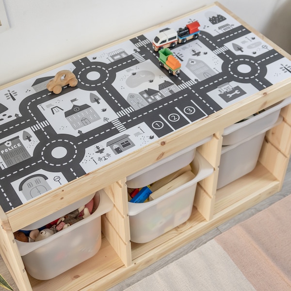 Roads STICKER for IKEA TROFAST. Roadway play mat Playroom storage (furniture not included)