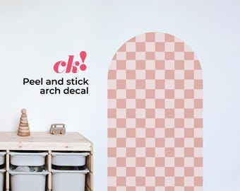 Checkerboard Pattern Archway Wall Decal, Peel and Stick Checkered Wallpaper, Geometric Arch Decor