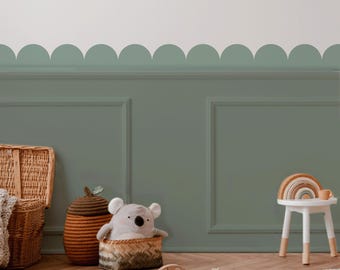 Scalloped Wall Sticker | Wainscoting Peel and Stick | Nursery Accent Wall | Waves Wallpaper Border | Easy Removable Decal