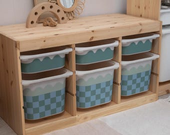 IKEA Trofast Stickers | Chessboard Green & Blue Vinyl Decals | Bold Colourful Kids Room | Easy Peel Drawer Decor