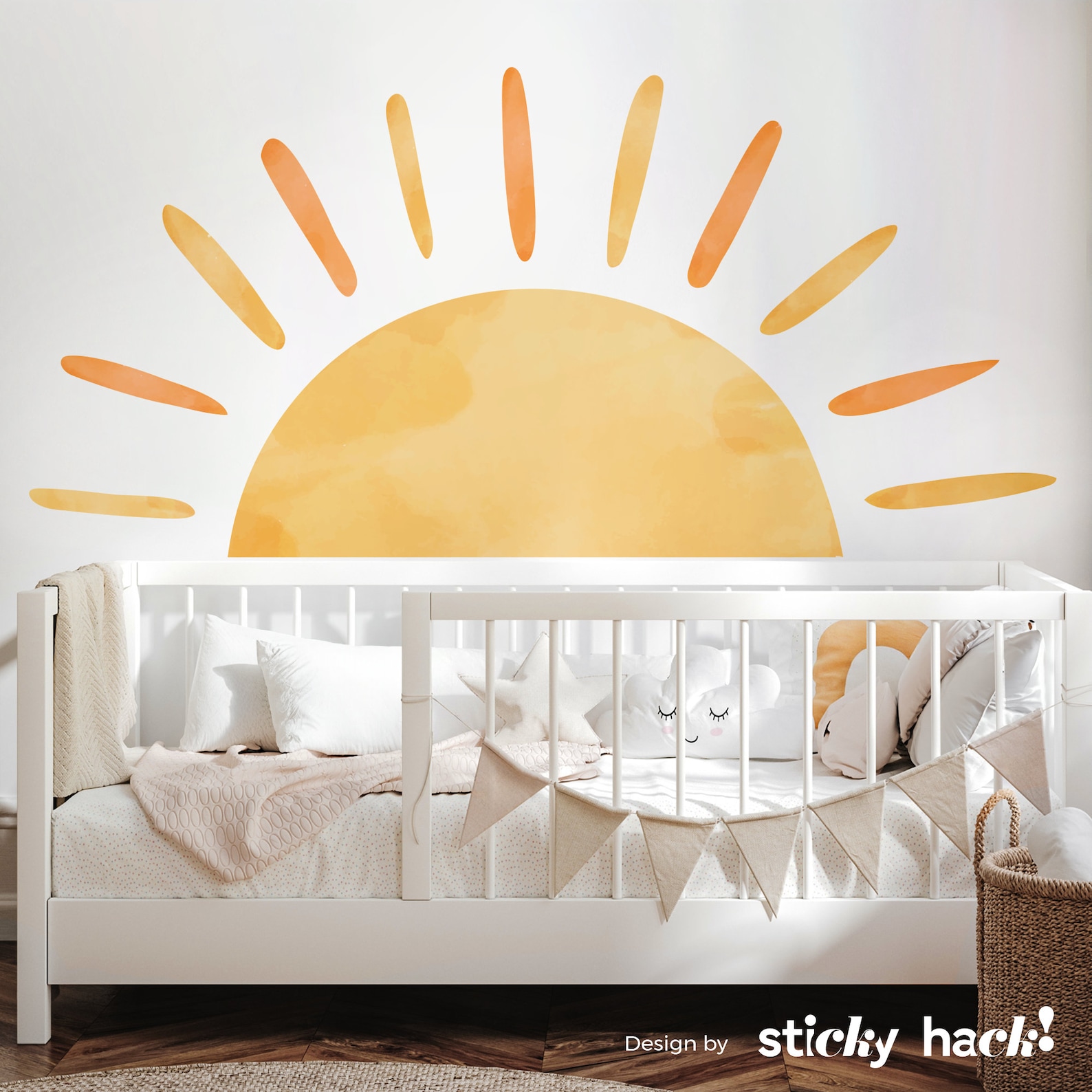 Rising Sun Wall Decal - Peel and Stick Sunrise, Sunshine Nursery Large ...