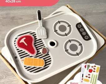 IKEA Trofast Lid Hack | Toy Kitchen BBQ Sticker for Playroom Storage