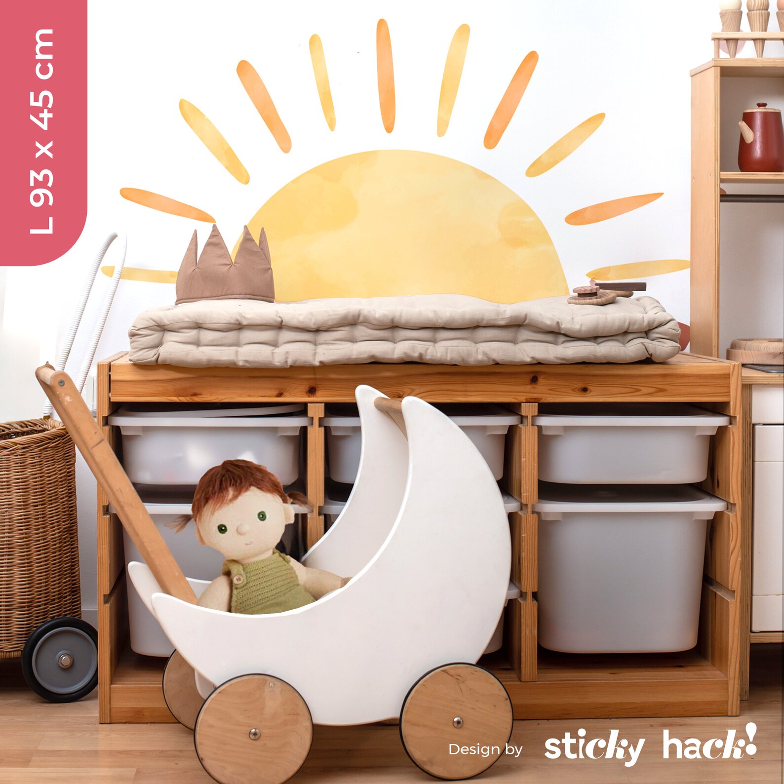 Rising Sun Wall Decal - Peel and Stick Sunrise, Sunshine Nursery Large ...