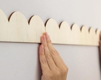 Scalloped Wood Wall Border - Scallop Cornice Molding, Nursery Decor, Wooden Trim
