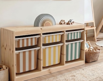 Custom Striped Stickers for IKEA Trofast, Thick or Thin Lines Drawer Vinyl, 2 Color Mix Furniture Decals, Kids Room Storage Decor