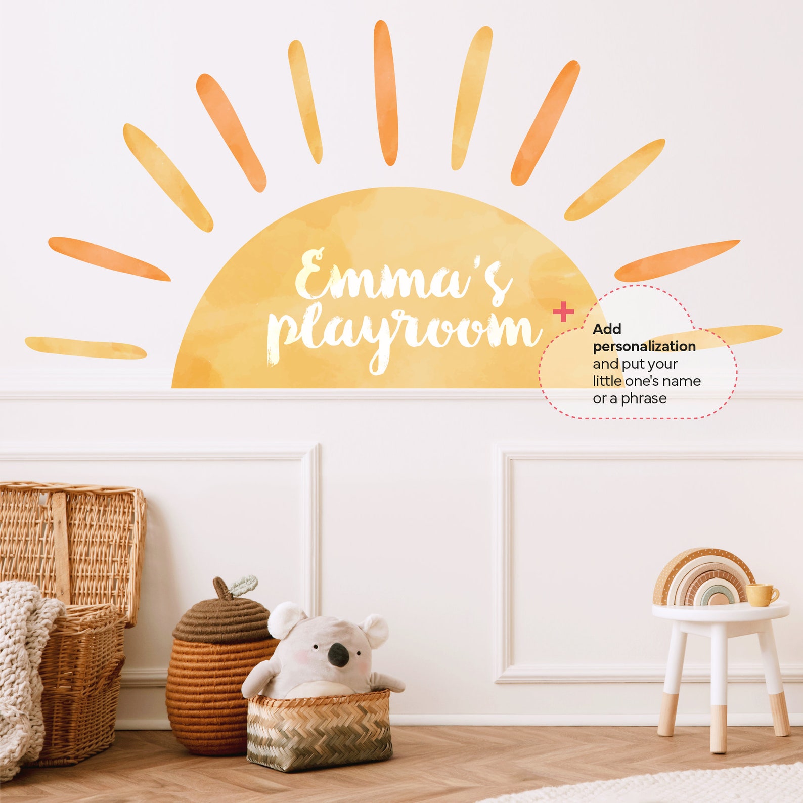 Rising Sun Wall Decal - Peel and Stick Sunrise, Sunshine Nursery Large ...