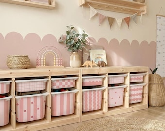 Kids Room Storage IKEA Trofast Stickers, Pink Vinyl With 9 Mix-and-Match Patterns